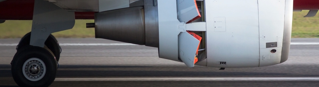 airplane engine in reverse close-up /backward thrust of the aircraft ...